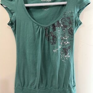 Garage Green Fitted Cap Sleeve Tee